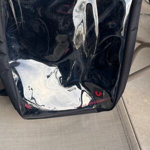 True Religion - Clear Front Laptop Backpack: Black with red accents